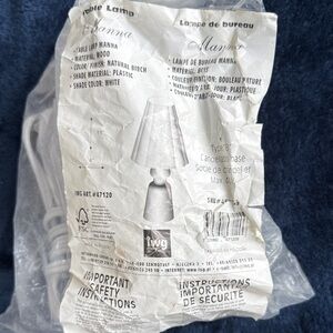 IKEA white lampshade with natural birch base